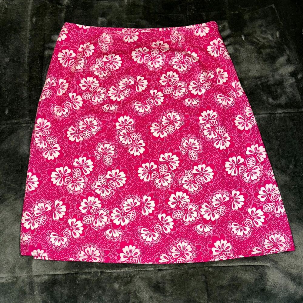 Falls Creek A-Line Skirt Womens 8 Pink White Floral Print Y2K Summer Side Zip
